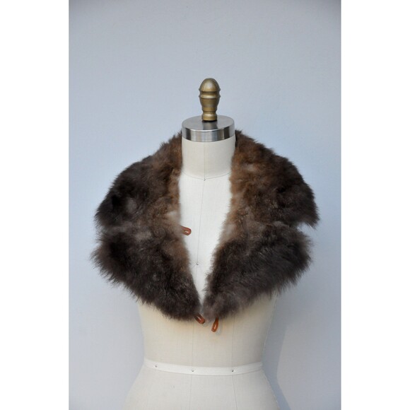 Vintage Dark Brown Shearling Fur Collar Soft Fluffy Chunky Almost Famous - Picture 9 of 9